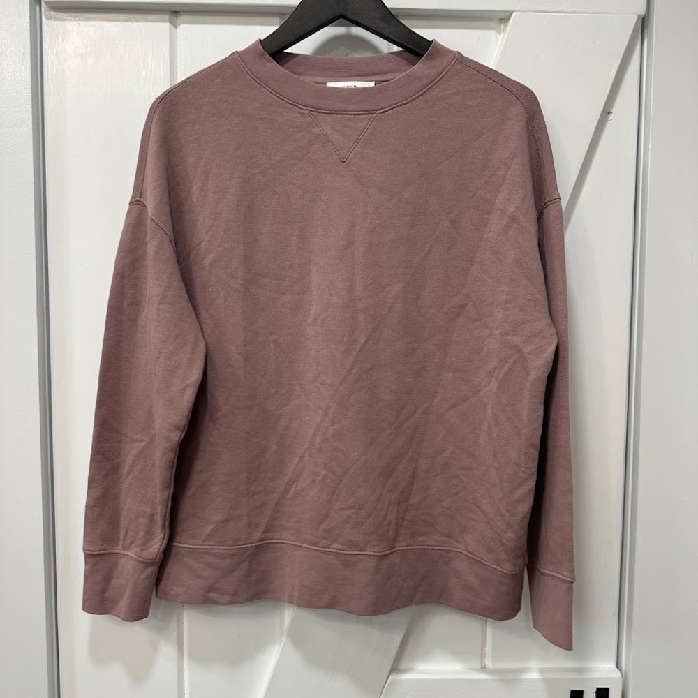 Vince Womens Essential Relaxed Pull Over Sweatshirt XS Mauve Cotton Crew Neck